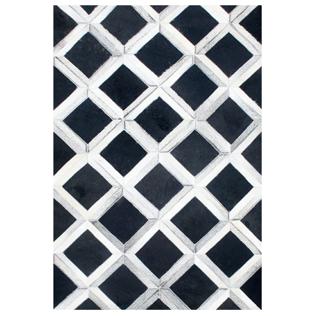 Blaze White&Black Hair On Leather Area Rugs