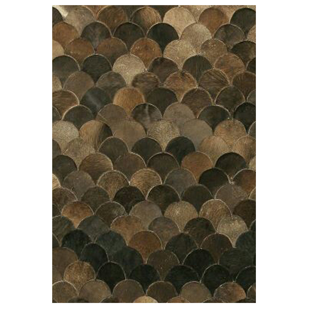 Curvy Brown Hair on Leather hide Rugs