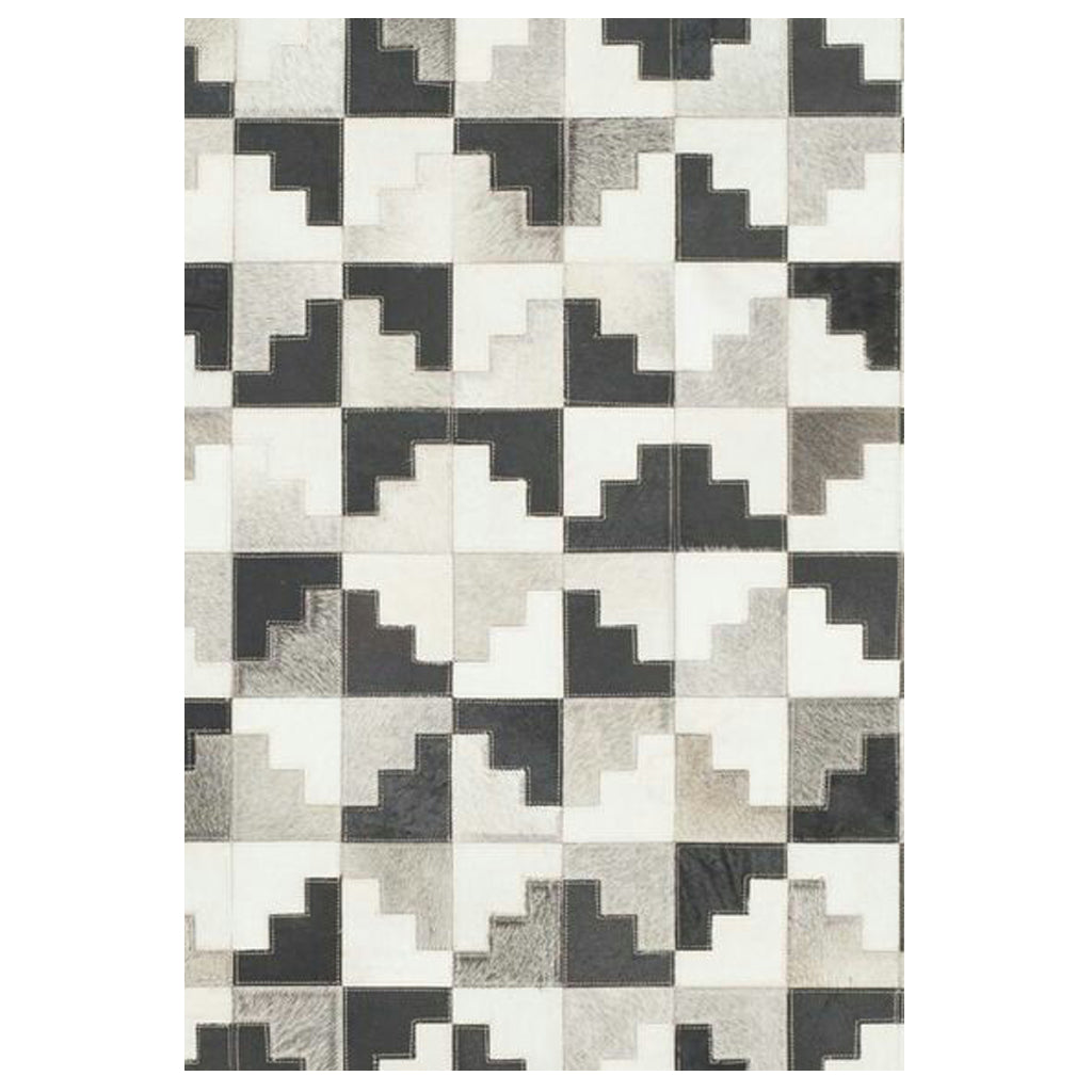 Upgaze Natural Grey Hair on Leather Hide Rugs