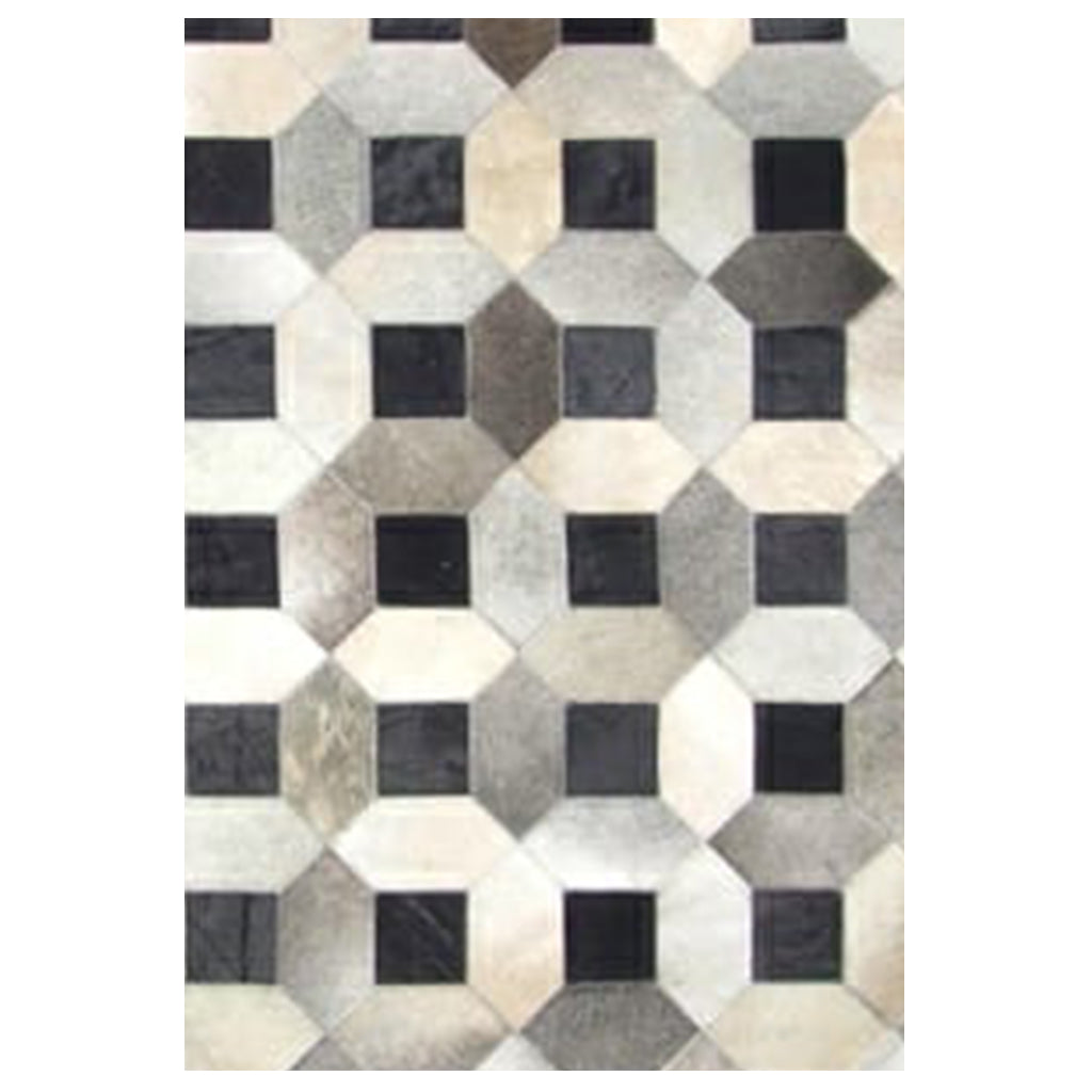 Teflon Black Natural Hair on Leather Hide Rugs