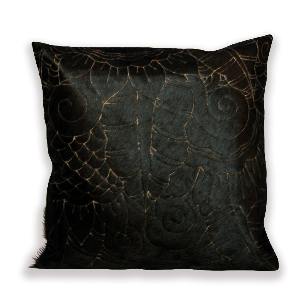 Chocolate Hair On Leather Pillow Cover