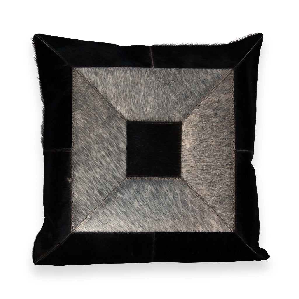 Grey and Black Hairon LeatherCushion Covers