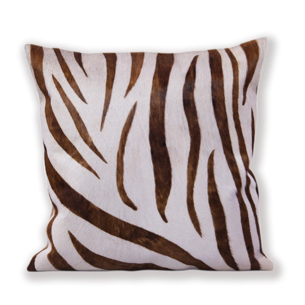 Zebra Hair On Leather Cushion Cover