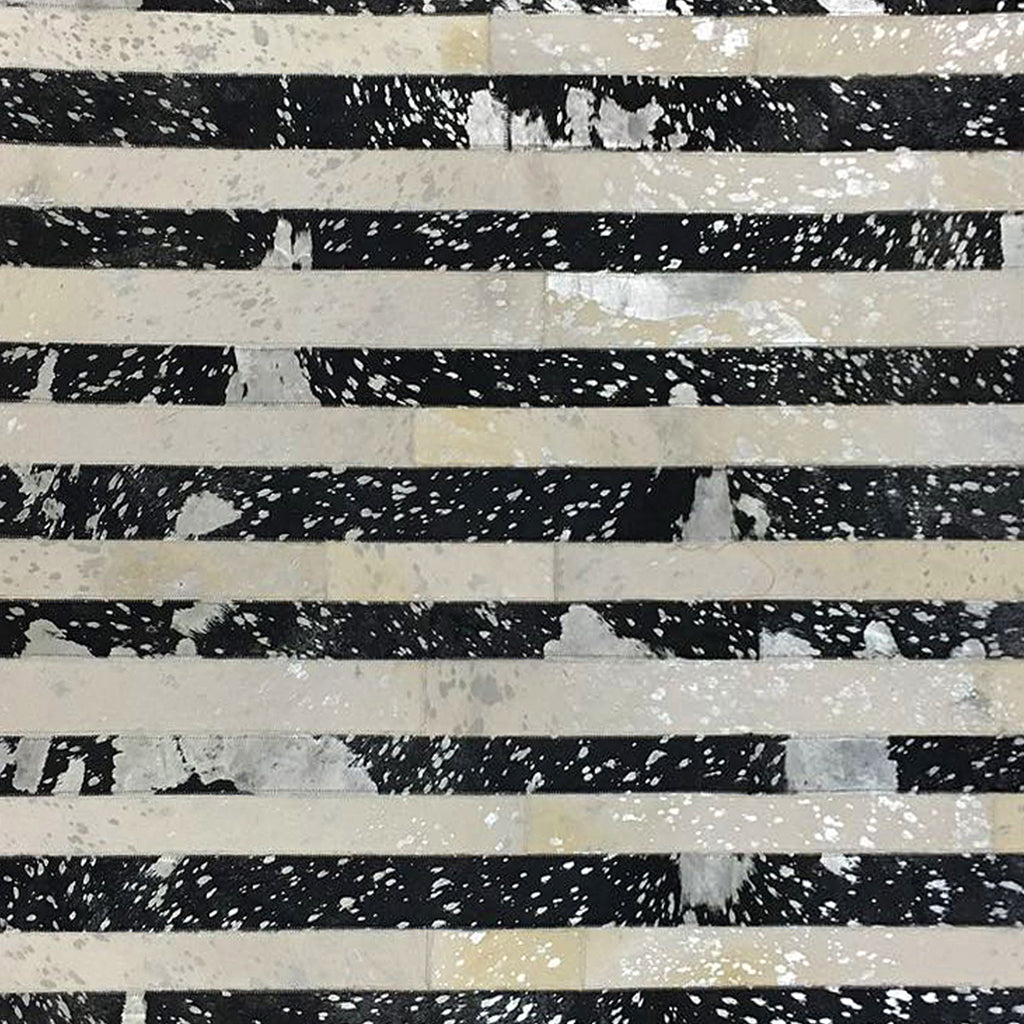 Black & Ivory With Silver Foil Hairon Leather Carpet