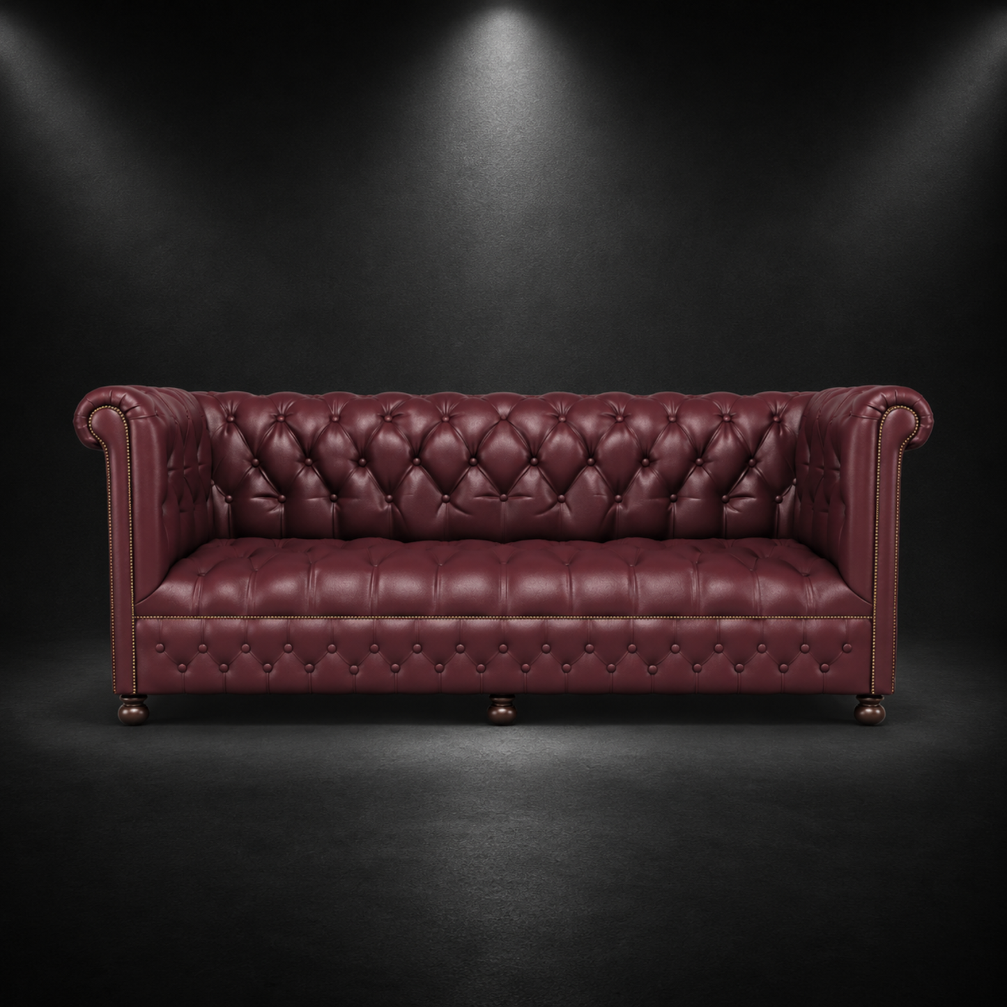 Chelsea Italian Leather Sofa 3 Seater in Berry