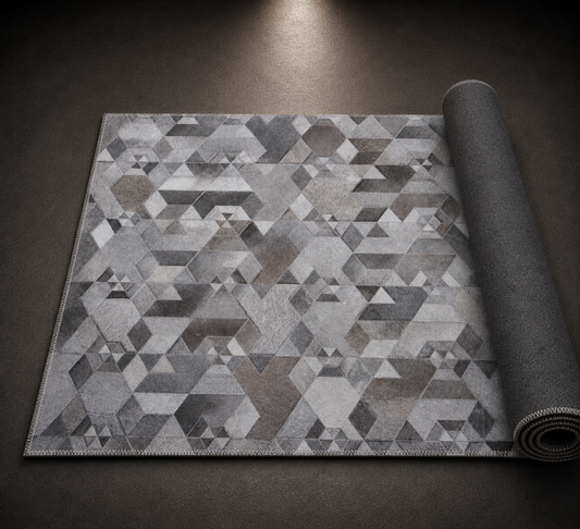 Miaz Grey Hairon Leather Carpet