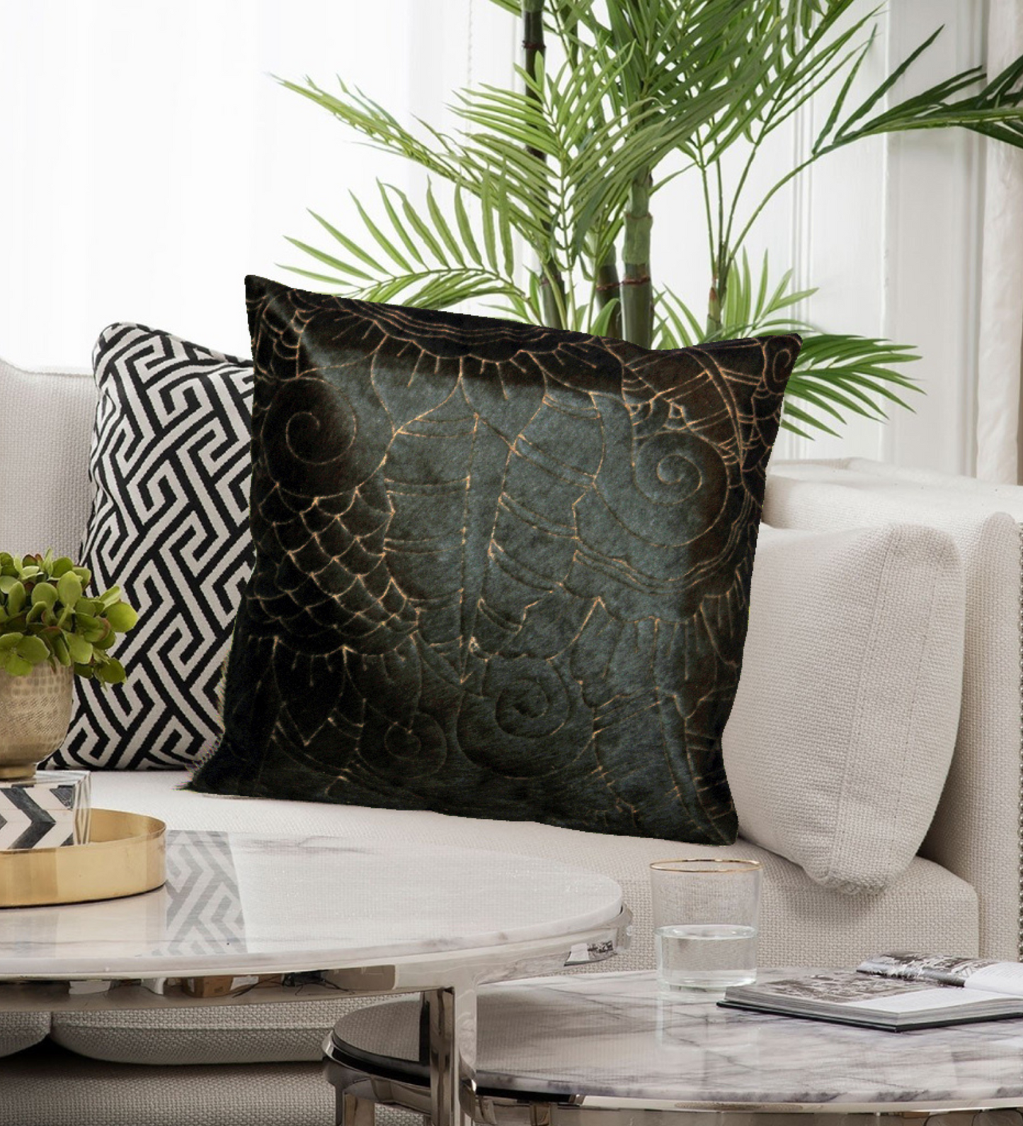 Chocolate Hair On Leather  Pillow Cover