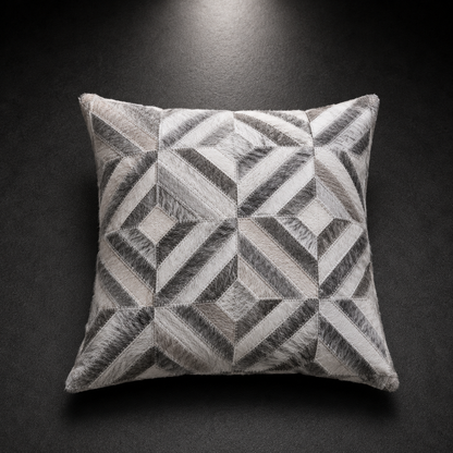 Agro Grey Hair On Leather Cushion Covers