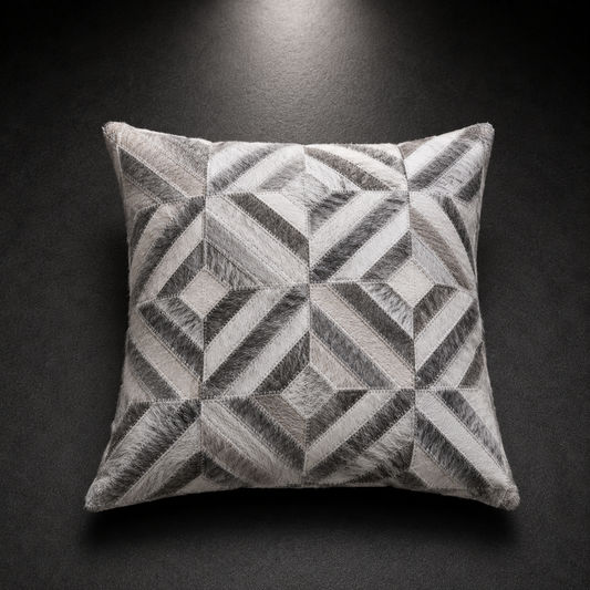 Agro Grey Hair On Leather Cushion Covers