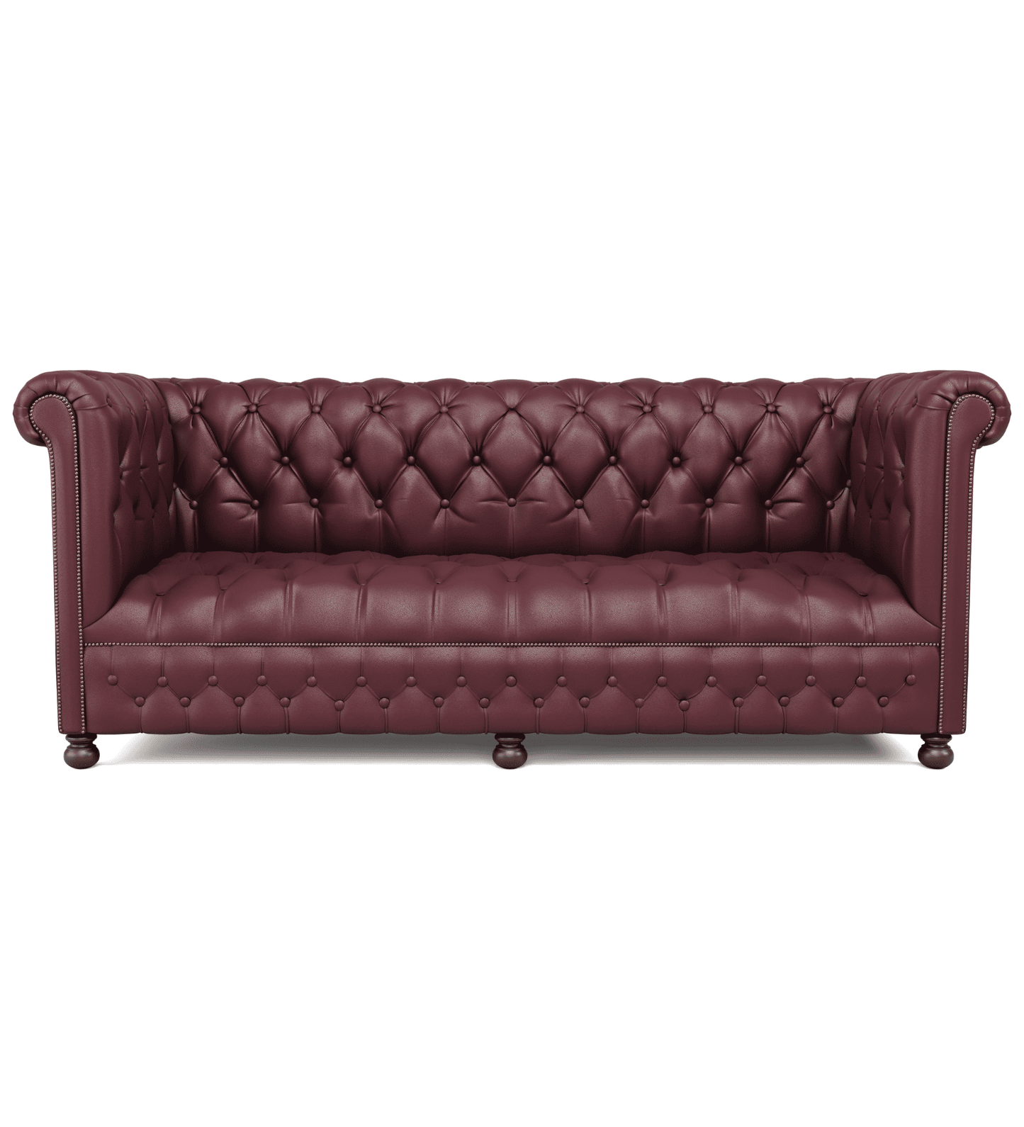 Chelsea Italian Leather Sofa 3 Seater in Berry