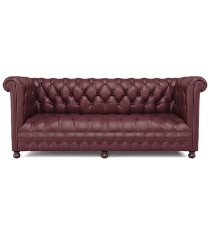 Chelsea Italian Leather Sofa 3 Seater in Berry