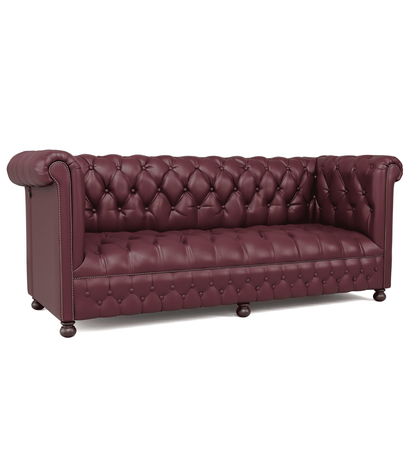 Chelsea Italian Leather Sofa 3 Seater in Berry