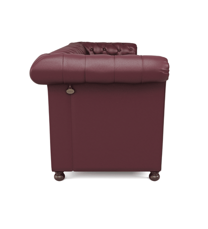 Chelsea Italian Leather Sofa 3 Seater in Berry