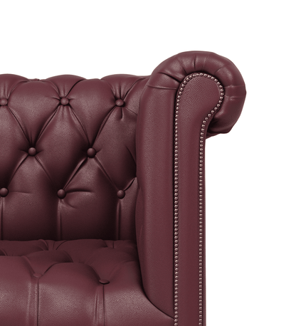 Chelsea Italian Leather Sofa 3 Seater in Berry