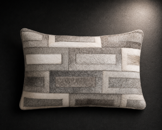 Flosty Hair On Leather Throw Pillow Cover