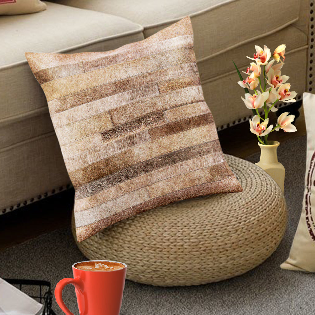 Beige Hair On Leather Cushion Covers