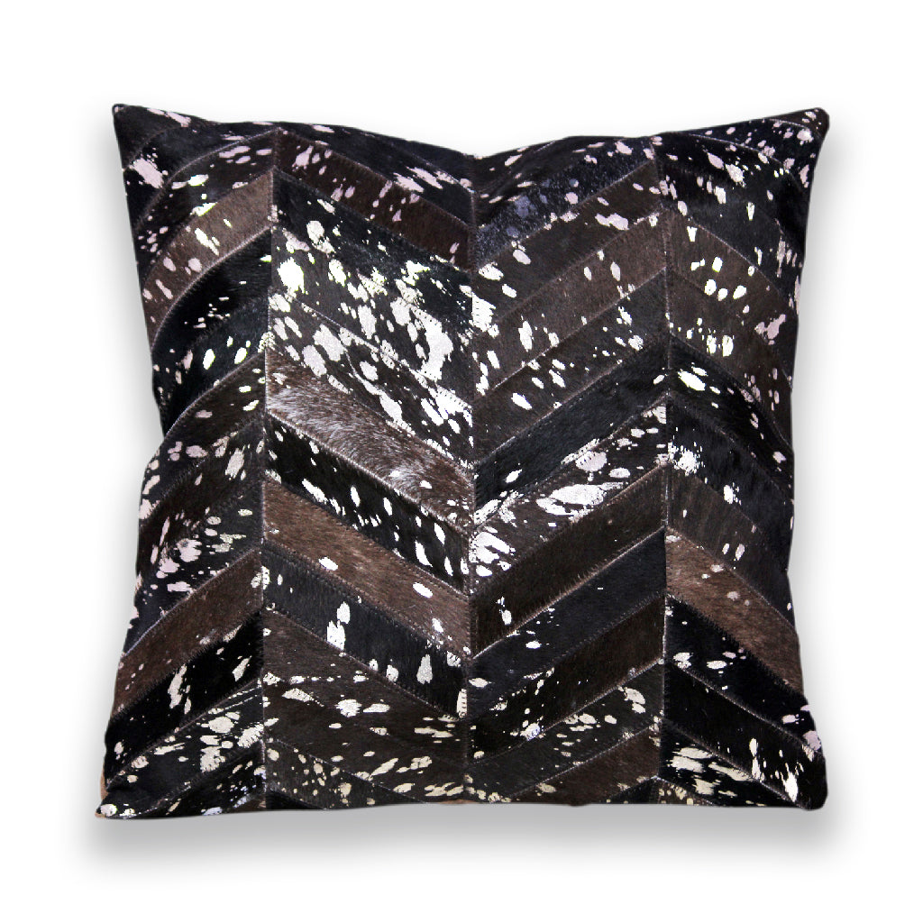Black and Silver Hair On Leather Cushion Covers