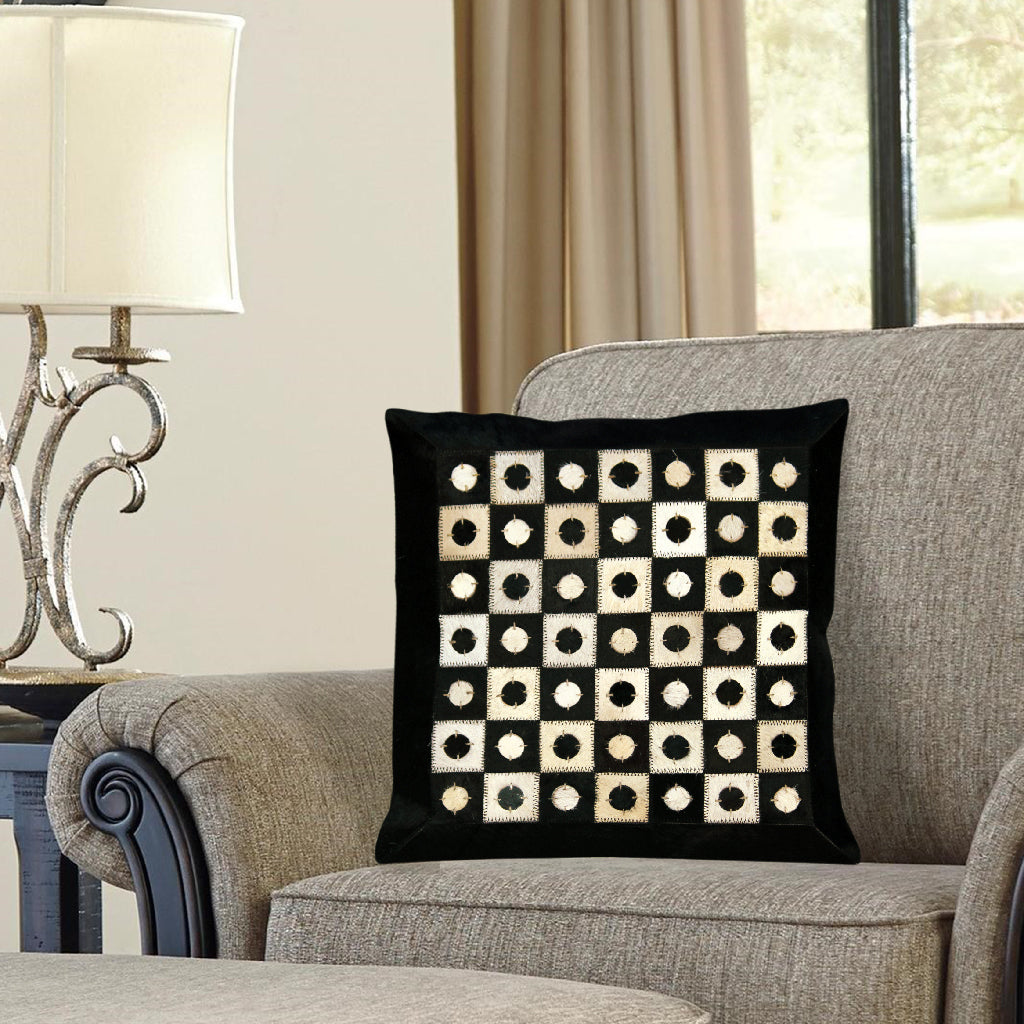 Black and White Hairon Leather Cushion Covers