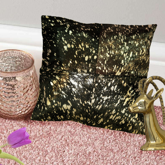Chocolate and Gold Hairon Leather Cushion Covers