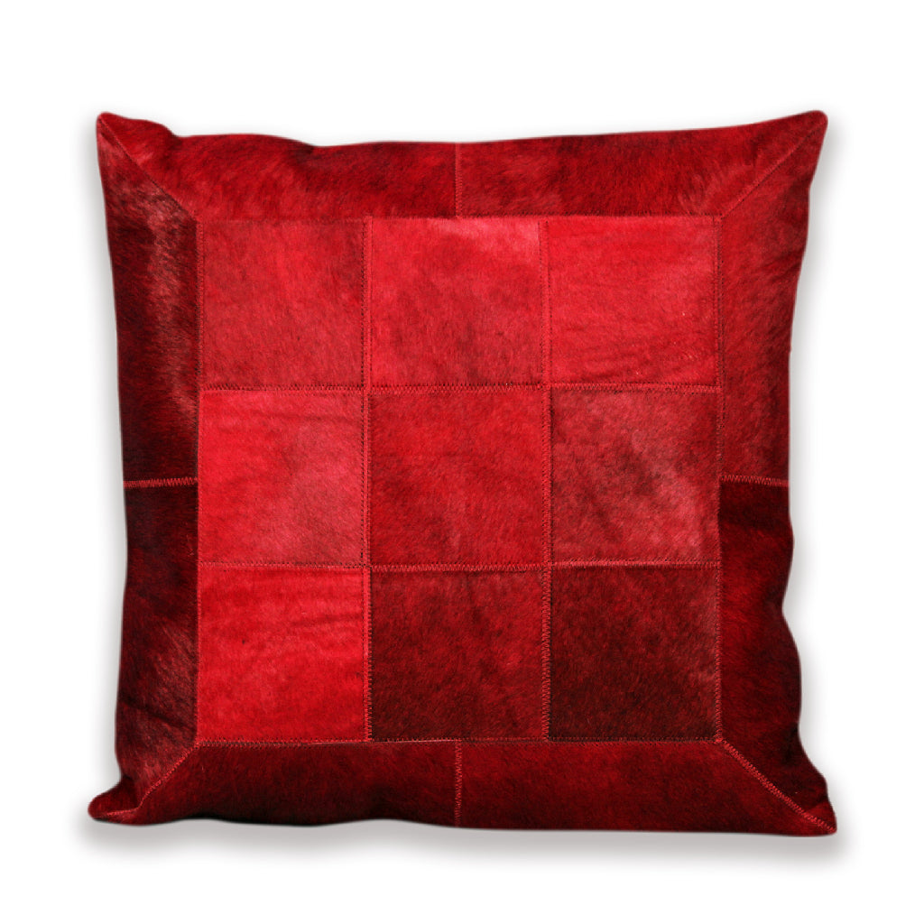 Designer Red Hairon Leather Cushion Cover