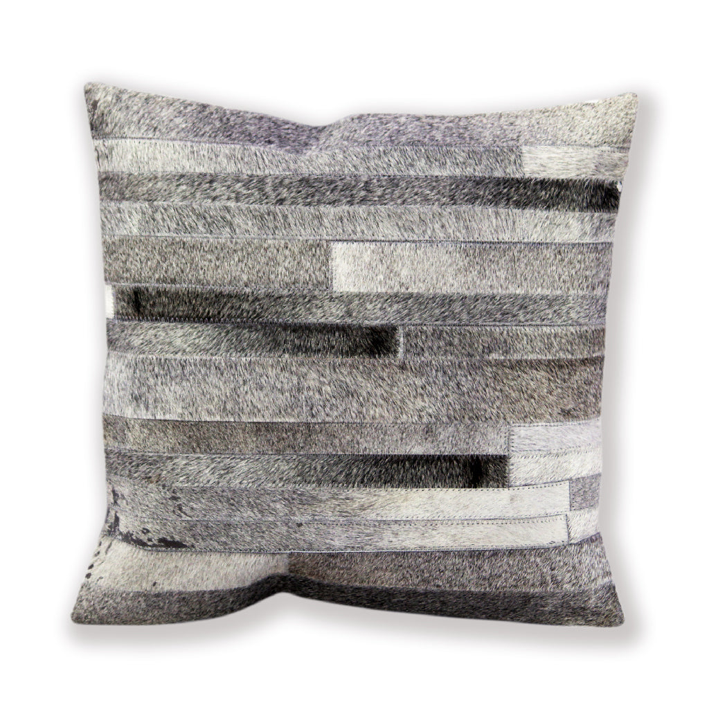 Grey Hairon Leather Pillow Cover