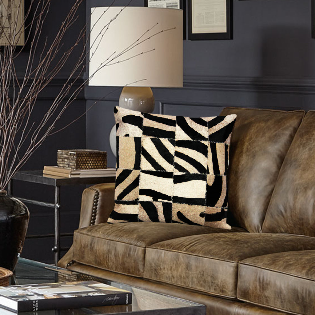 Hairon Leather Zebra Cushion Covers