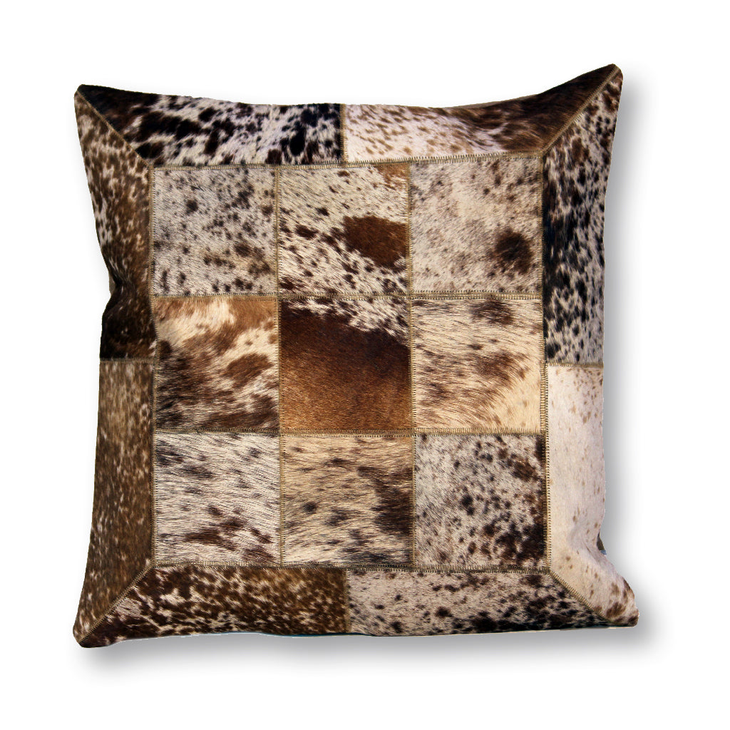 Luxury Brown and White Hairon Leather Cushion Covers
